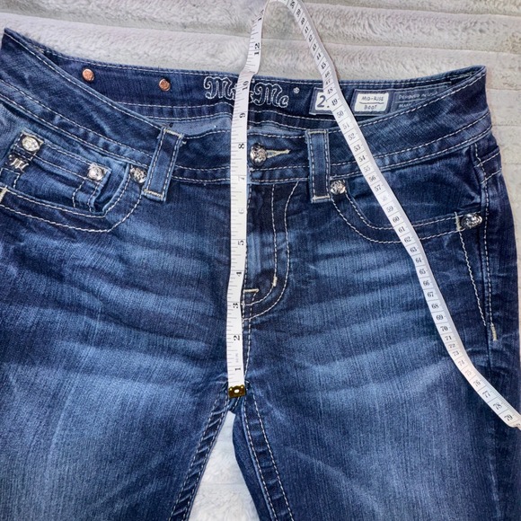 Miss Me Jeans Women's 28 Dark Wash Lace Cross Embellished Booty Bootcut 29x32 - Picture 5 of 12